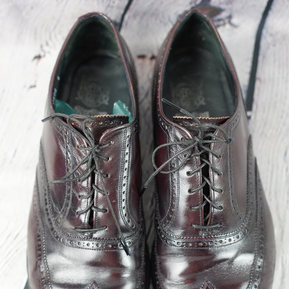 French Shriner Sterling Leather 11D Wingtip Brogues Oxford Mens Dress Burgandy main image 3